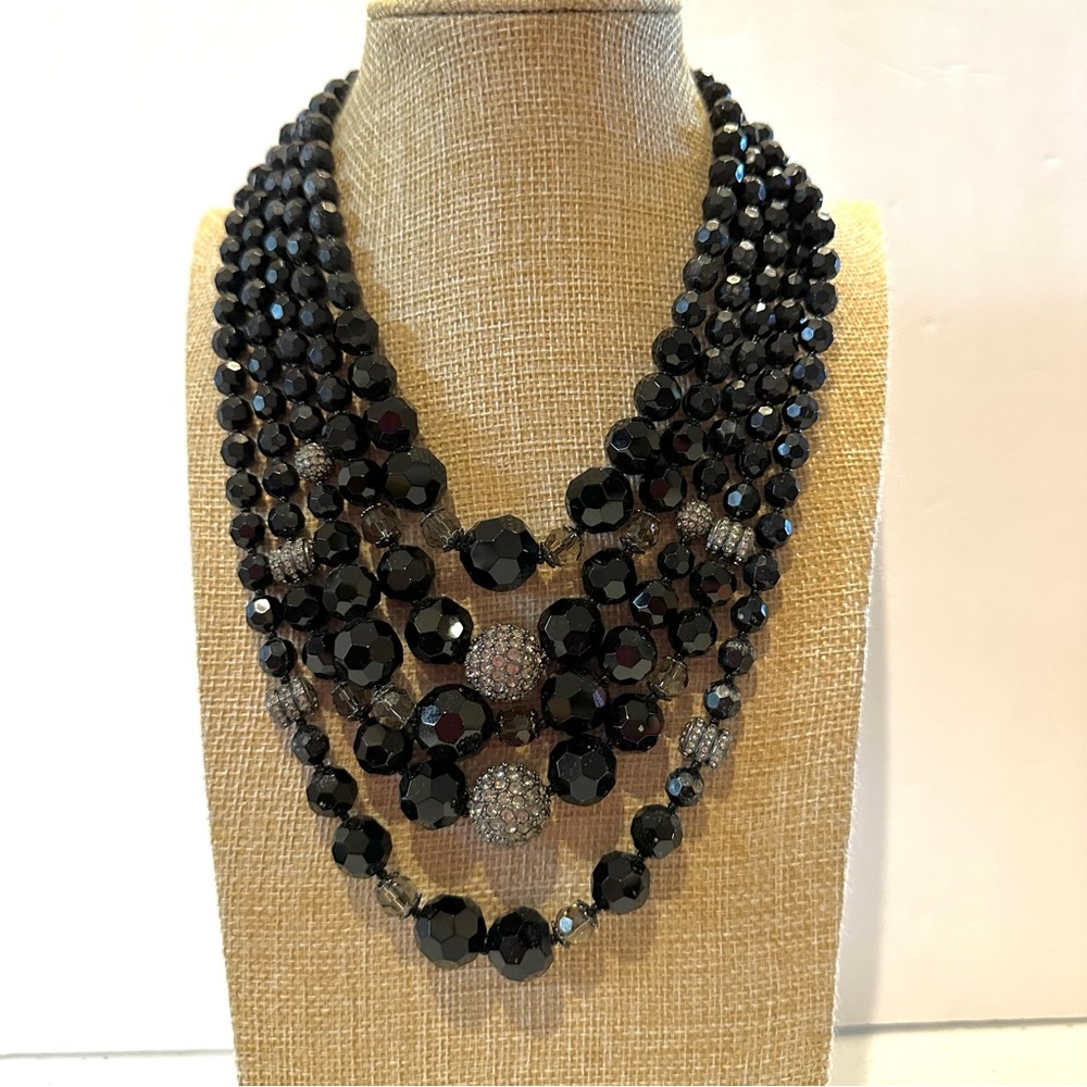 Talbots Necklace Statement- Chunky Multistrand Bl… - image 2